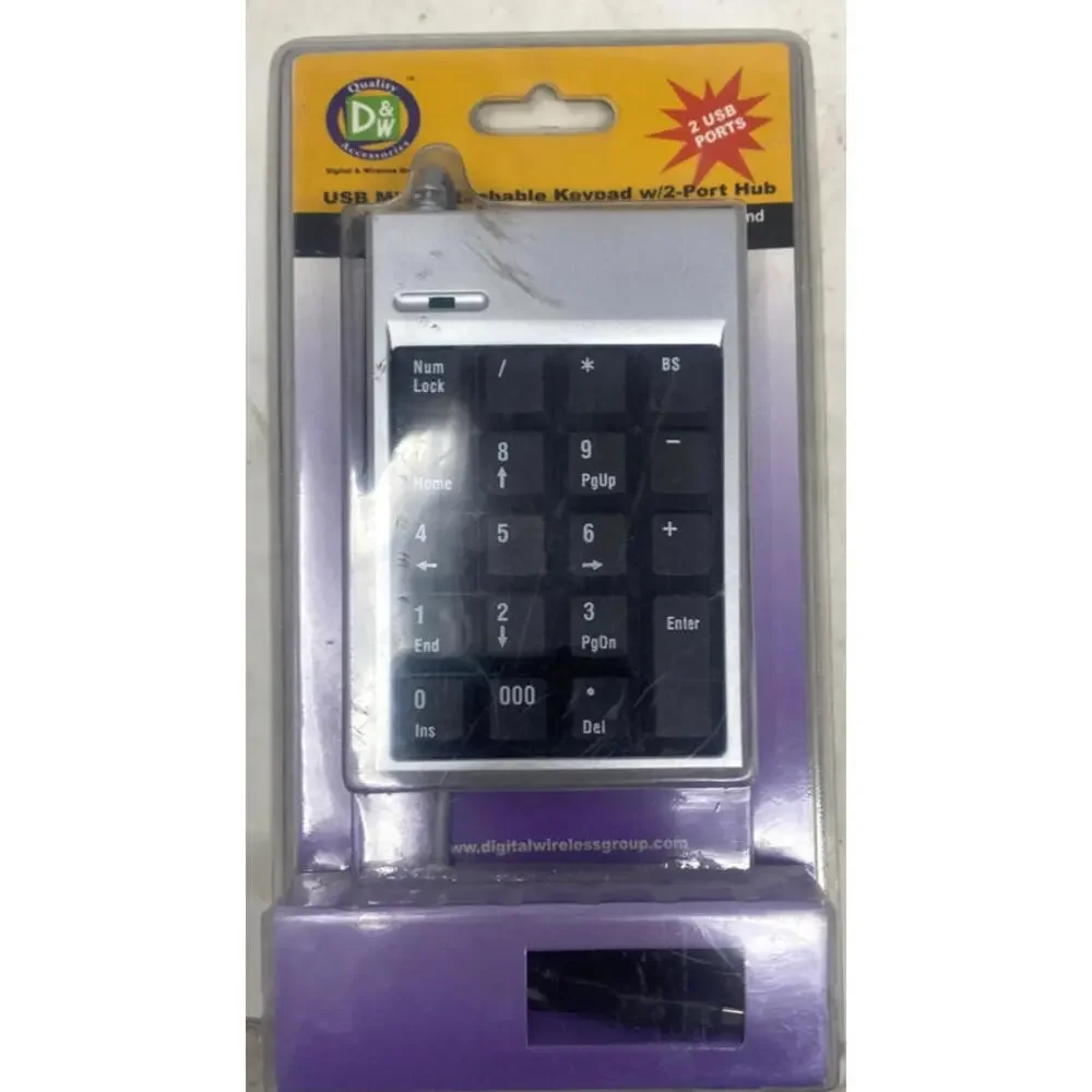 D&W 2 USB Ports USB Mini Detachable Keypad with 2 Port USB Hub